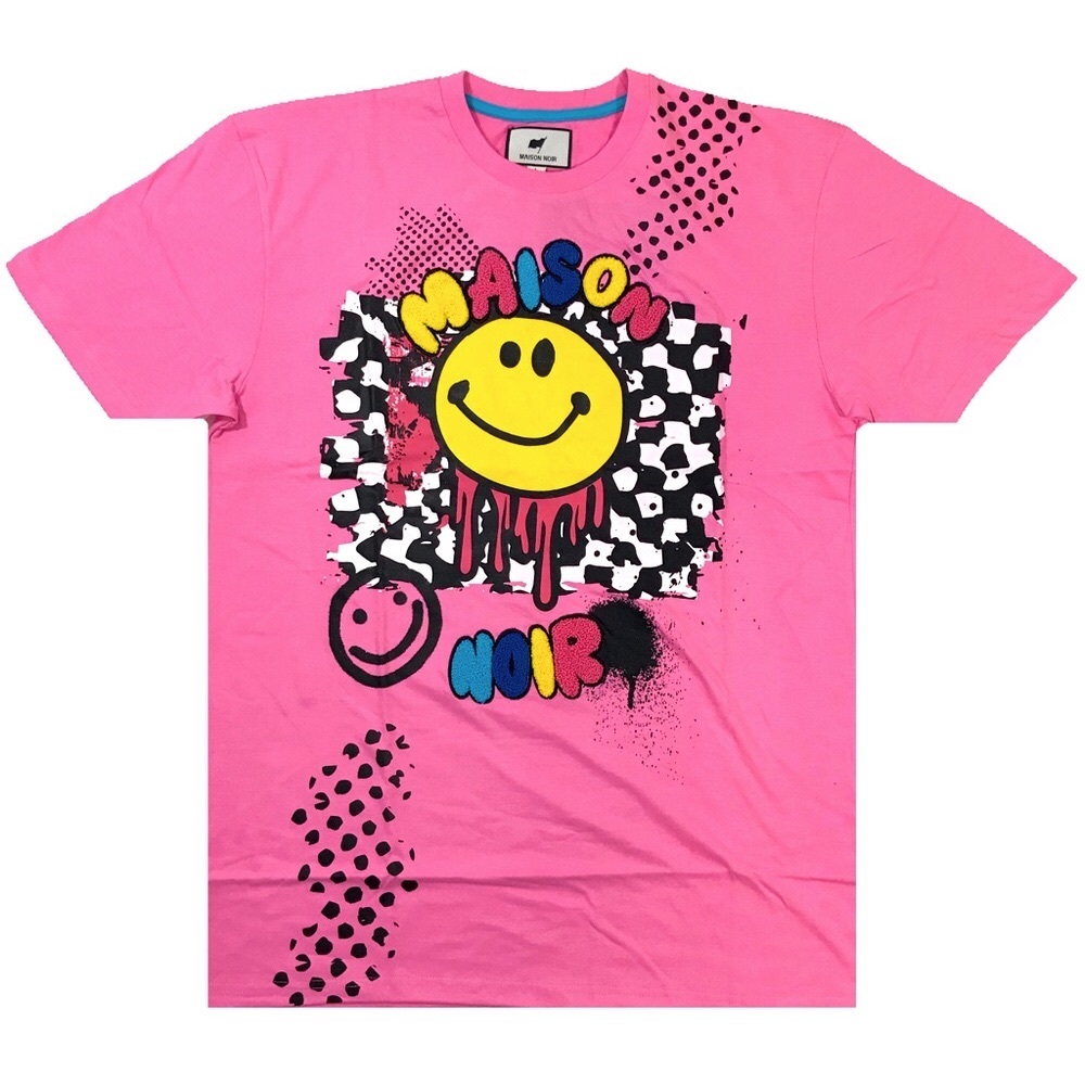 Men’s pink “Trippy Checkered” shirt. Sizes Medium, Large, XL, and XXL.